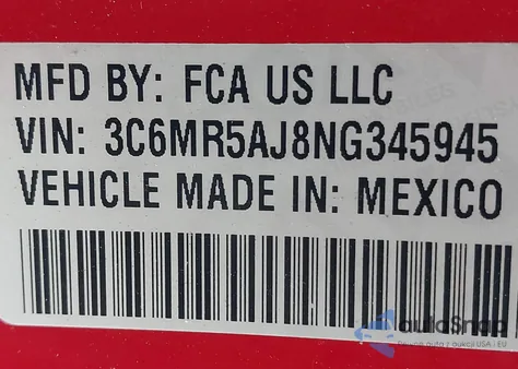 2022 Ram 2500 Tradesman 4X4 8' Box from USA, damaged, VIN 3C6MR5AJ8NG345945
